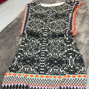 Multicolor printed black & white dress
